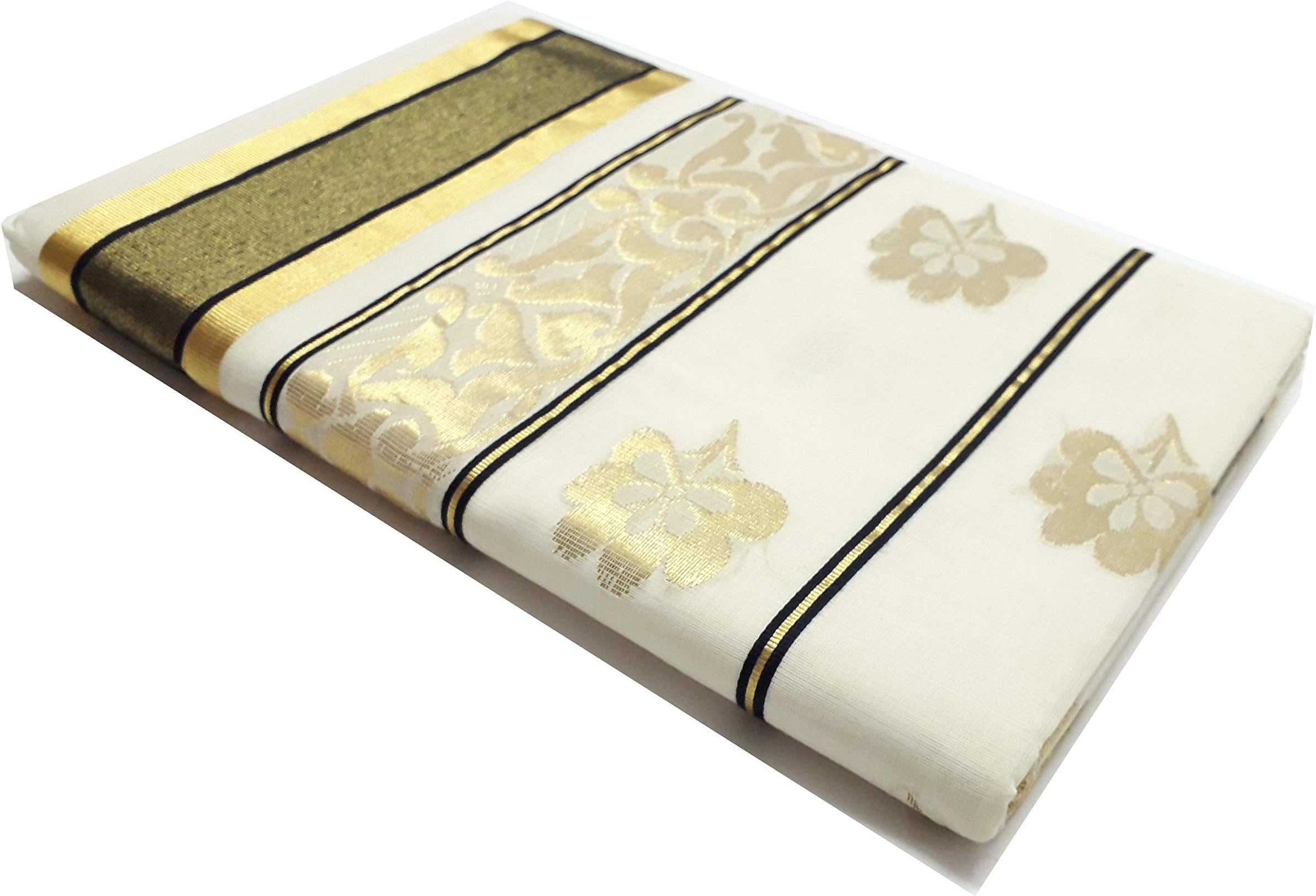SouthLife Cotton Set Mundu with Triangles Silver Border