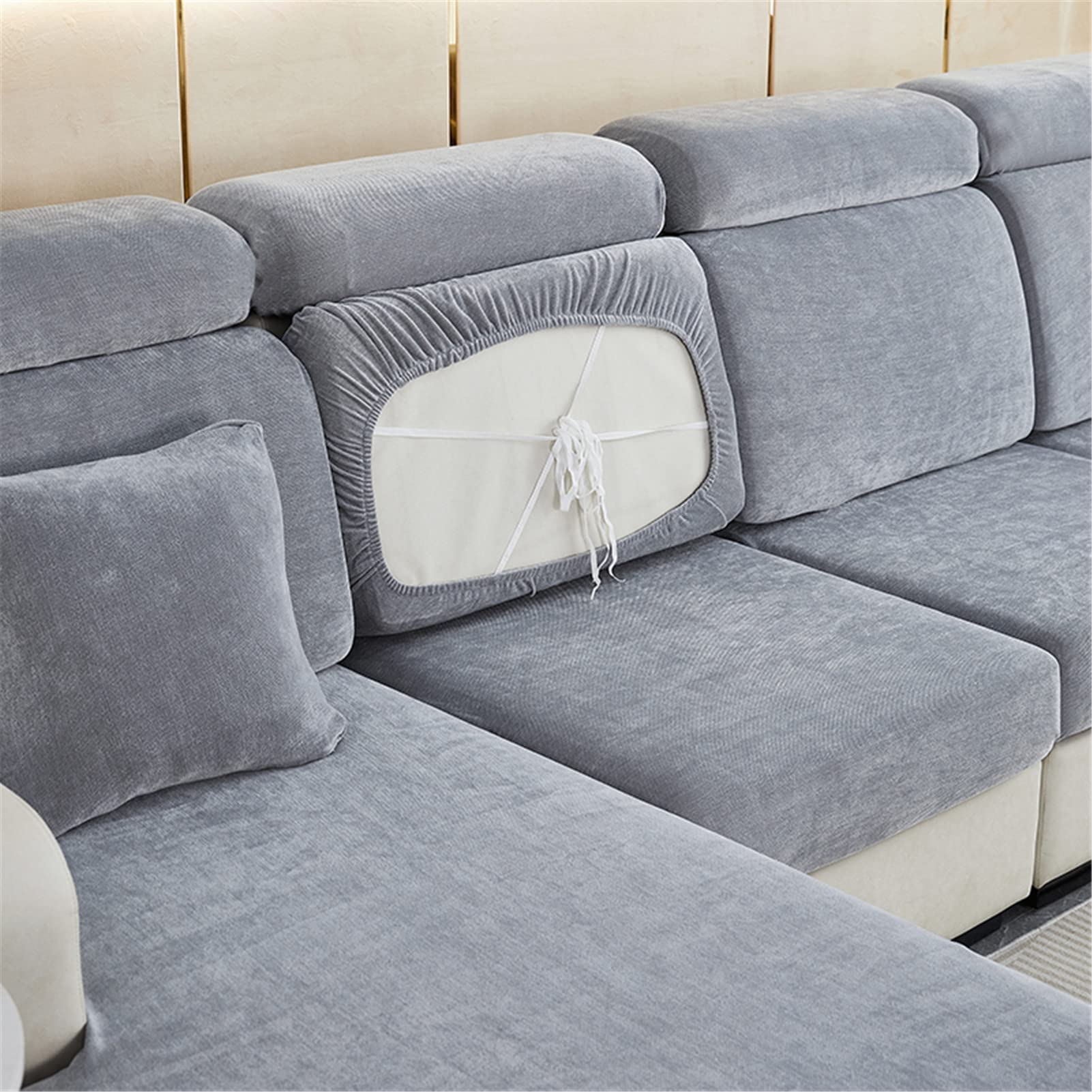 GEBIN Sofa Cushion Covers, High Stretch Chenille Sofa Seat Slipcovers, Couch Cushion Cover Replacement Fitted Washable Sofa Cushion Covers Furniture Protector Cover (Grey,Backrest)