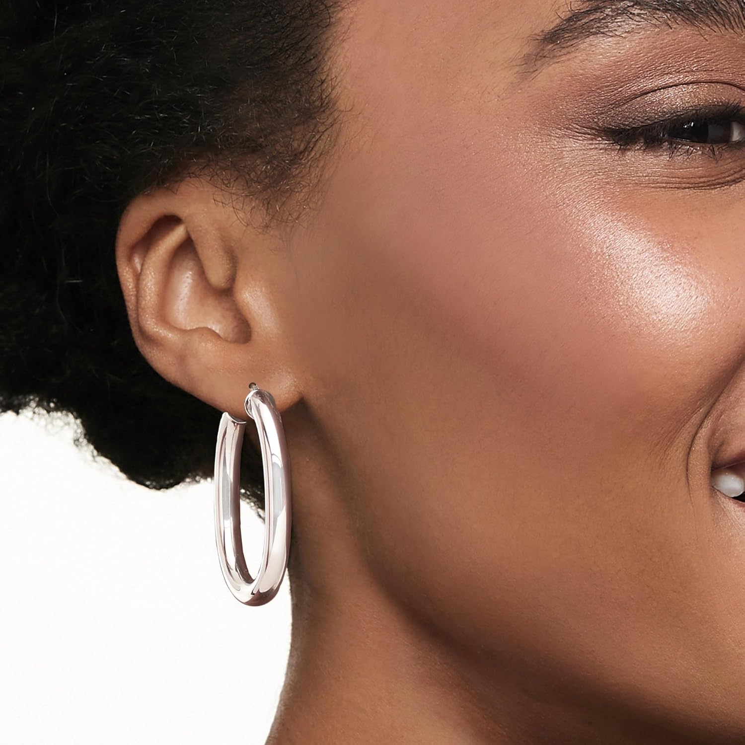 Ross-Simons Italian Sterling Silver Oval Tube Hoop Earrings - Image 2