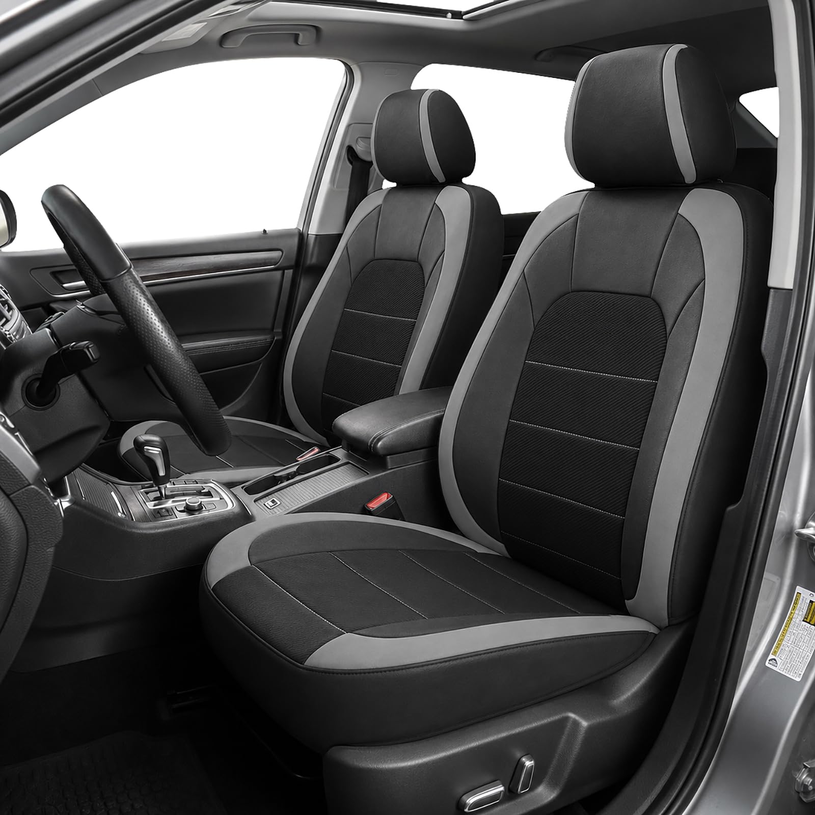 TOYOUN Fundas de Asiento de Coche de Piel sintética, 2 Asientos Delanteros, Ajuste Universal para Coches, Camiones, SUV, Furgonetas, Compatible con Bolsa de Aire, Protector de Asiento Antideslizante
