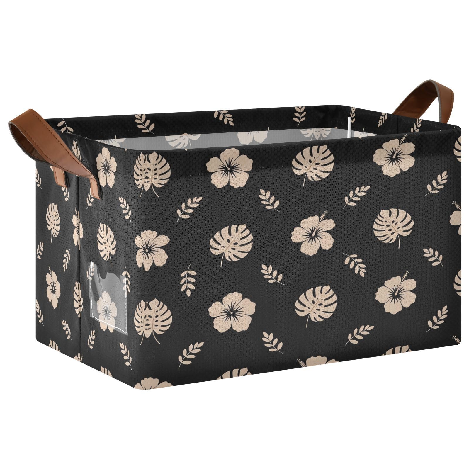 Cgiub Hibiscus Storage Basket Waterproof Foldable Storage Bin Baby Laundry Basket Closet Organiser for Nursery Decor Home Organizing