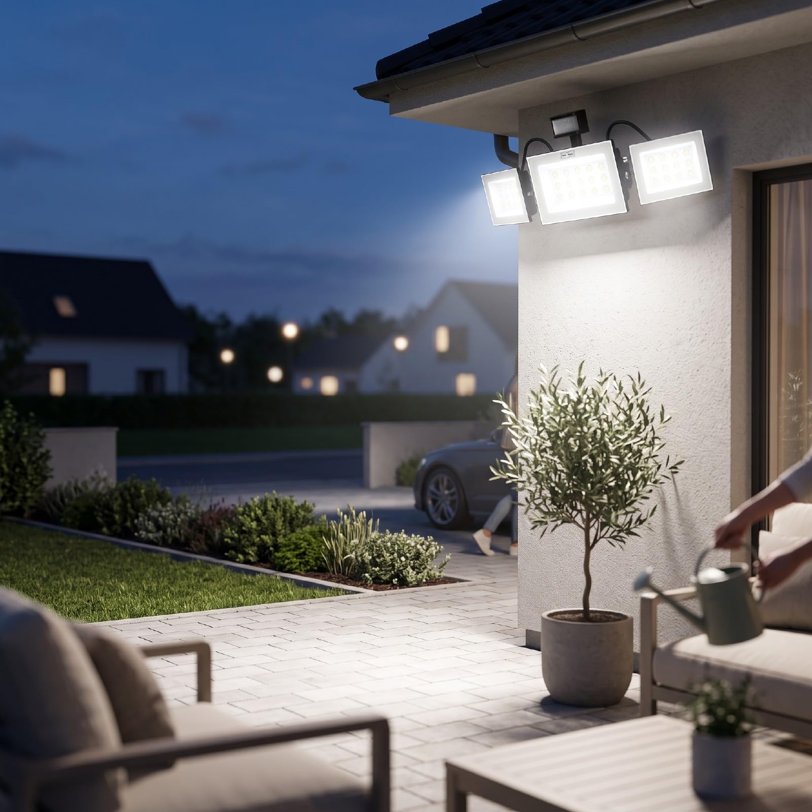 Fafeicy Światło Przeciwpowodziowe LED o Mocy 150 W 13500 Lm 3 Głowice