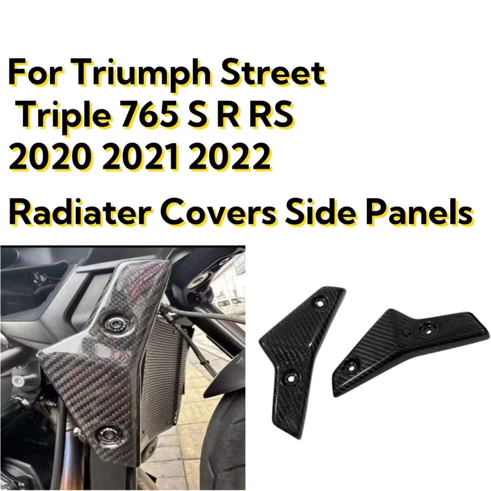 Motocykl Przednia Osłona Chłodnicy Osłony Chłodnicy, Panele Boczne, Pasujące Do Motocykla Triumph Street Triple 765 RS 2018-2023, W Pełni Suche, Z Włókna Węglowego Akcesoria Motocyklowe