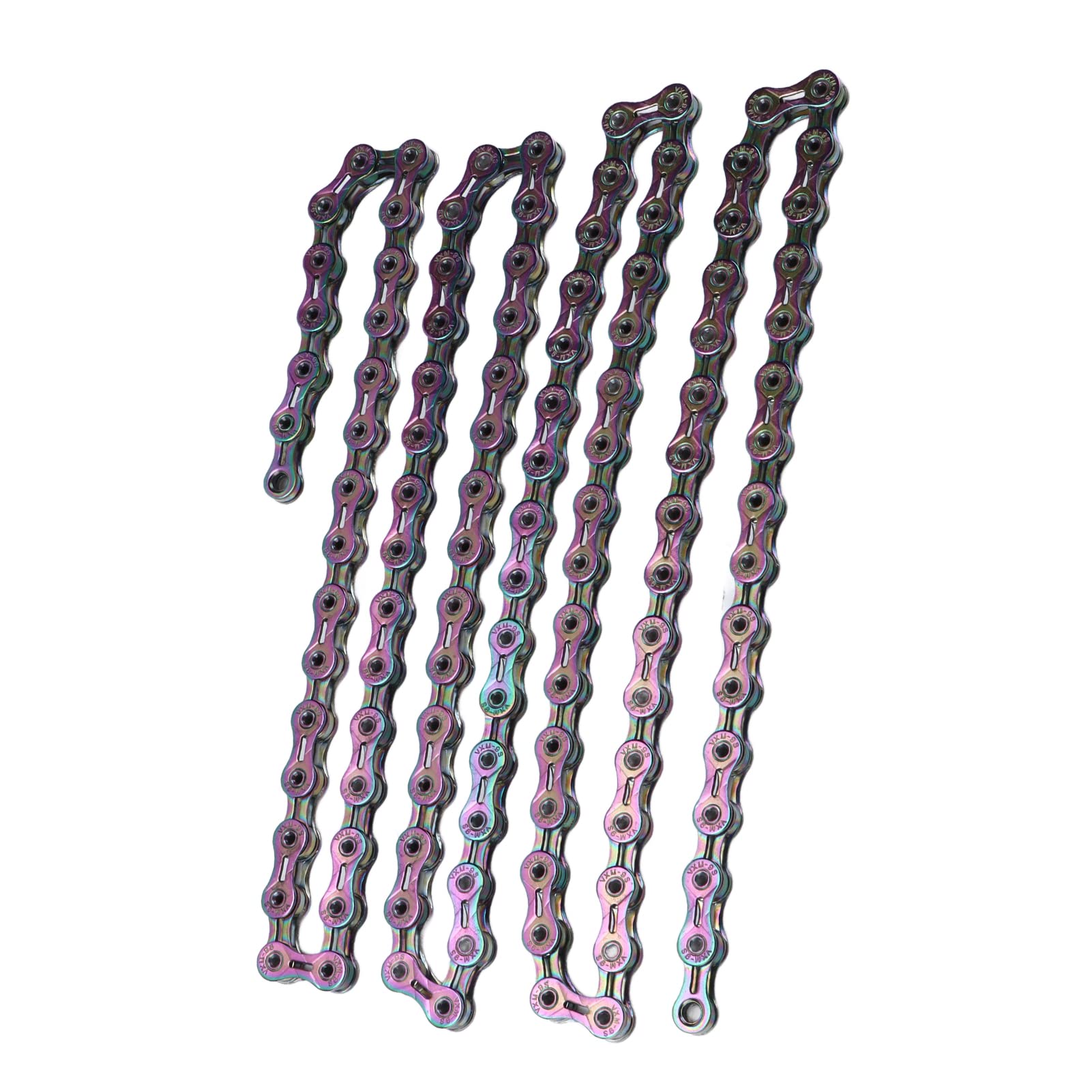 Catena per mountain bike a 9 velocità Catena per bicicletta durevole colorata Trattamento di tempra a caldo Galvanotecnica completa per mountain bike Acciaio al carbonio 300g