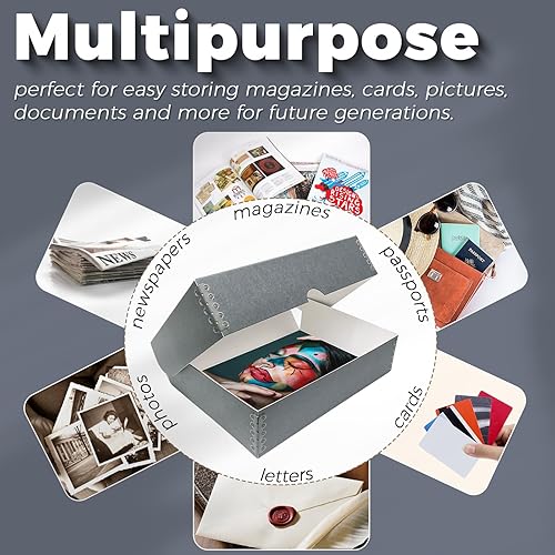 Miniatura 5 de Lineco, Caja de almacenamiento archivadora de 9 x 12 pulgadas, 3 pulgadas de profundidad, sin ácidos con caja de preservación de bordes de metal.