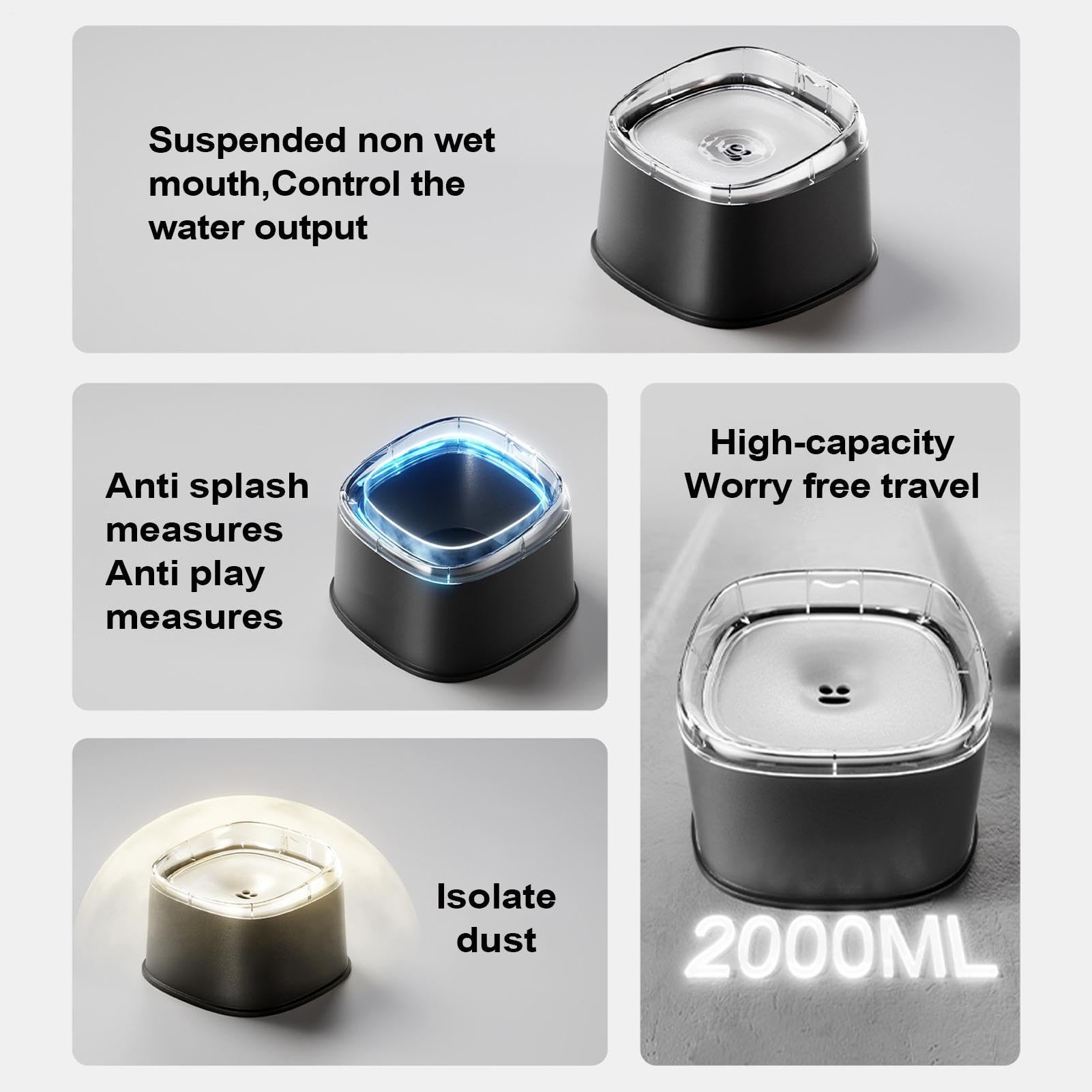 Gamelle d'Eau Anti-Débordement pour Chien Avec Disque Flottant Antidérapant | Gamelle d'Eau Anti-Éclaboussures pour Chien pour Intérieur Extérieur Maison