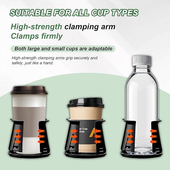 2PCS Car Cup Holders Universal Drink Holder for Ventilation Bottle Stand | Self-Adhesive Drink Holder with Adjustable Clamping Arms, Multifunctional Bottle Holders for Water Coffee Juice