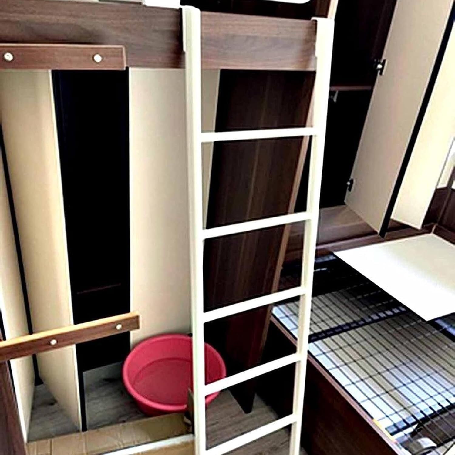 White Floor-Standing Bunk Bed Ladder, Camper Step Ladder Straight Ladder 5 Step Metal Climb Ladder
