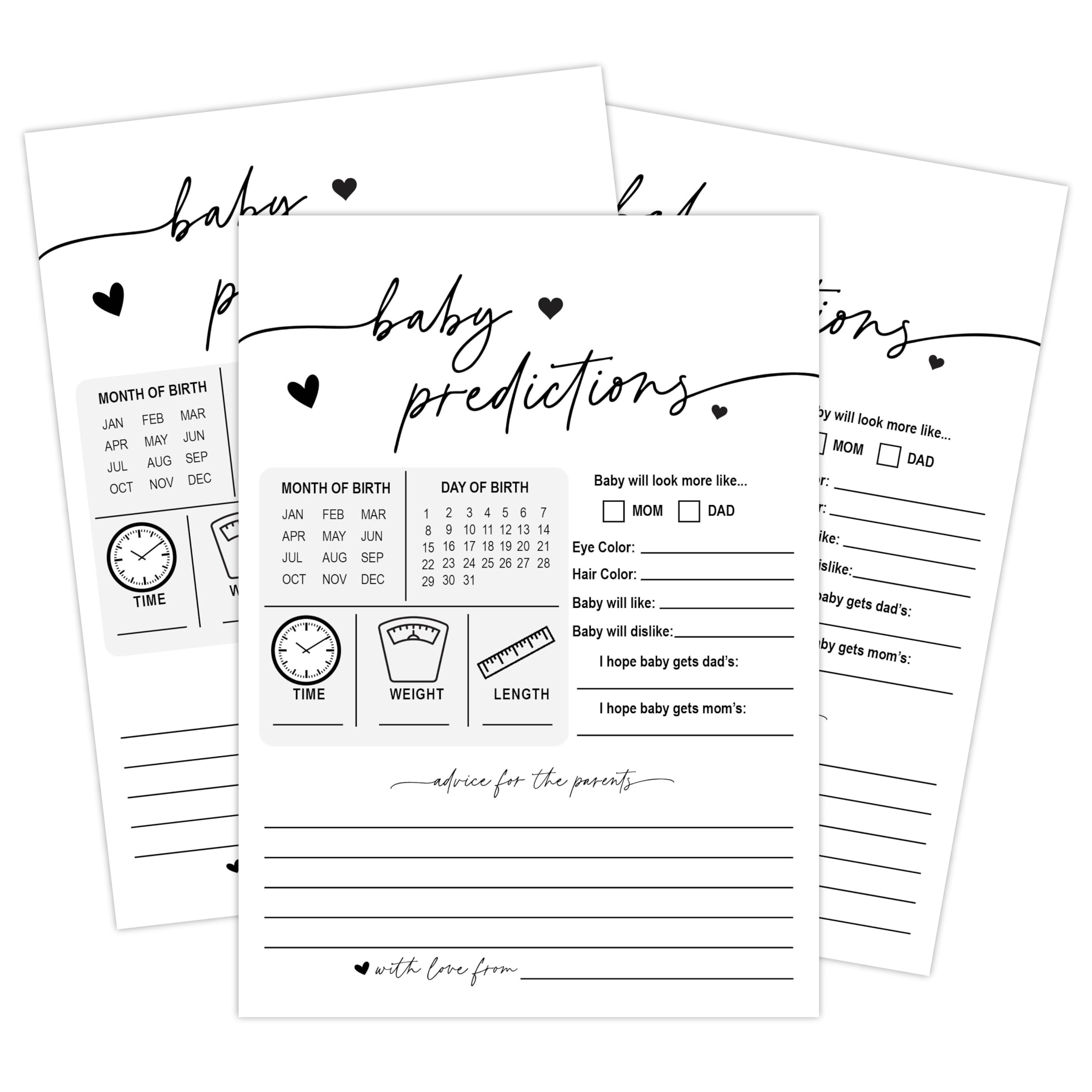 Your Main Event Prints 50 Baby Shower Predictions Advice And Wishes Cards, Fun Baby Shower Games and Activities