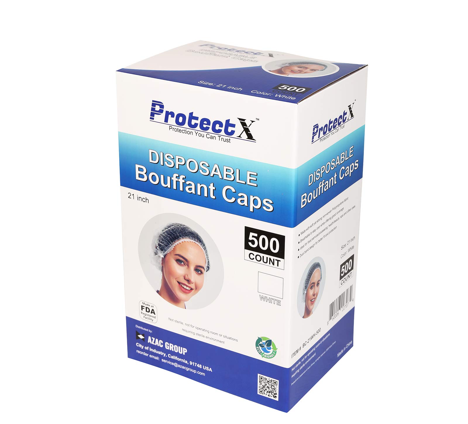 ProtectX Einweg-Haarnetz, 53,3 cm, Weiß, 500 Stück