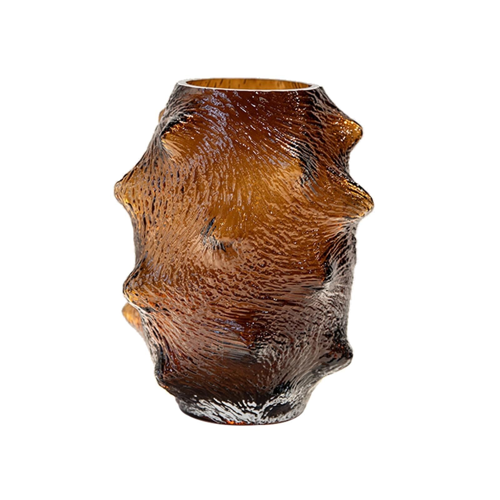 Vase en verre créatif d'exception ambre 18x9x23CM pour décoration haut de gamme