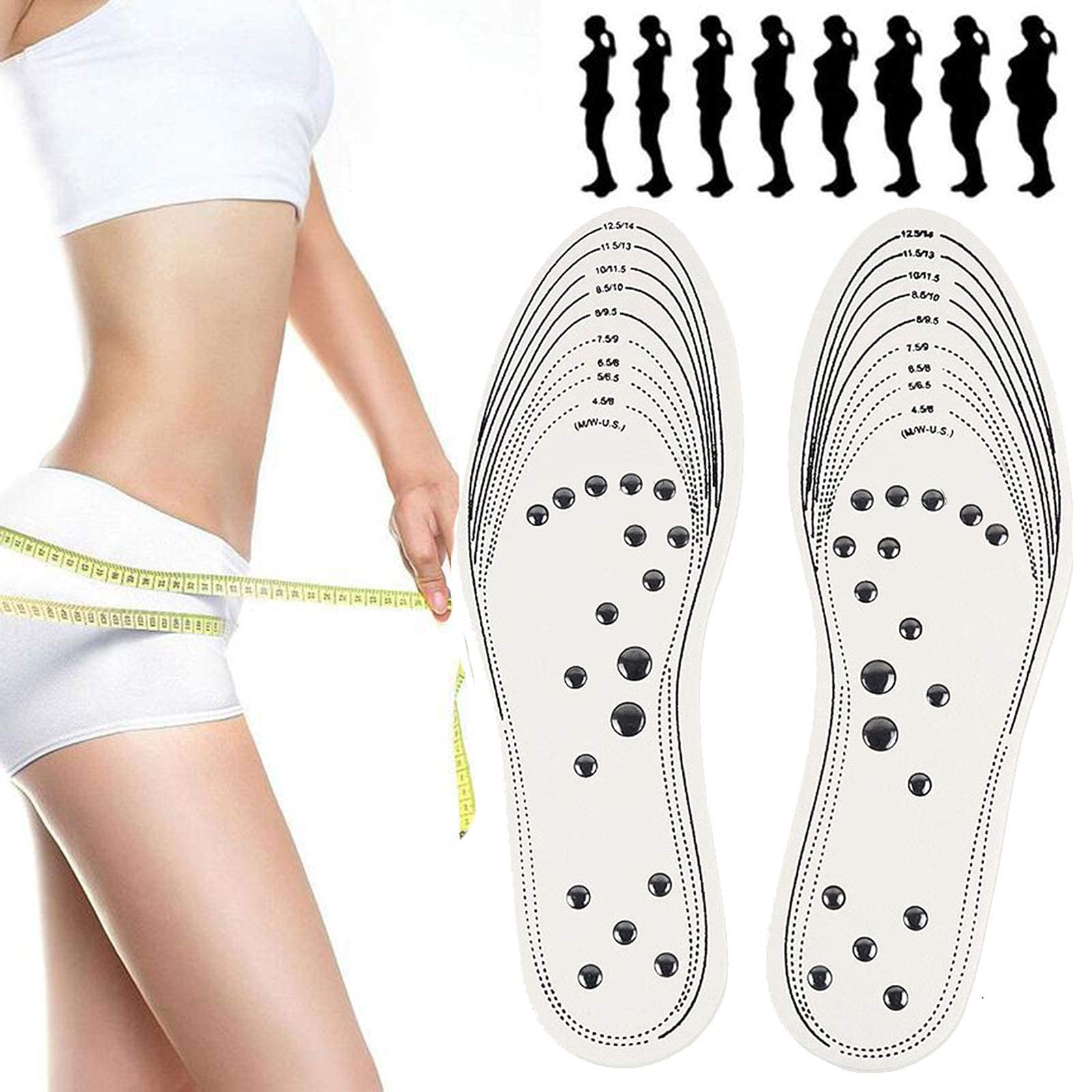 Solette, Solette massaggianti magnetiche con 18 Aree di Massaggio Magnetico, Solette for Scarpe antidolorifiche for fascite Plantare(White,1 Pairs)