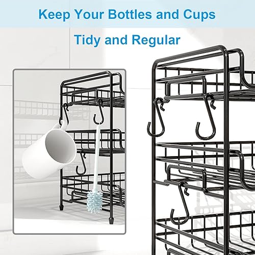 Miniatura 6 de Mefirt Organizador de botellas de agua organizador de botellas de agua de 3 niveles para gabinete estante apilable de almacenamiento de botellas de