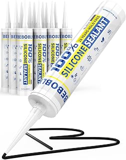 BEBOBLY Black Silicone Caulk & Sealant 12 Packs, 100% Waterproof Silicone Caulking, Silicone Sealant for Kitchen, Bathroom, RV, Interior & Exterior Use, Shrink & Crack Proof, 10.2 FL. OZ/300ML
