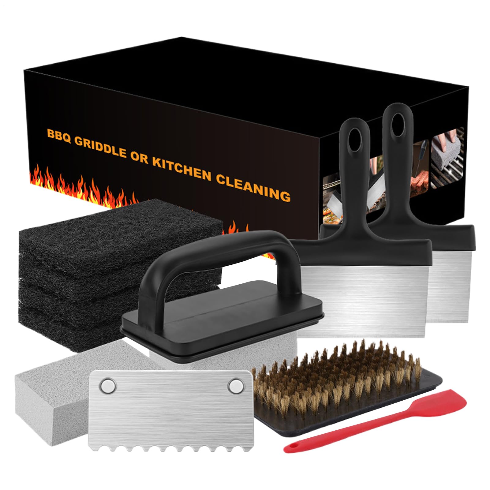 Grillplatten Reinigungszubehör - Grill Reinigungs-Pads Für Grillplatte & BBQ - Schweres Grillzubehör & Vielseitige Kochutensilien Für Camping, Picknick,