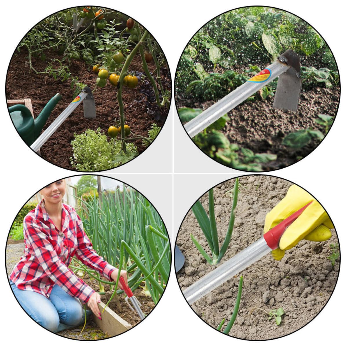 2 Pièces Petite Houe de Jardinage en Acier Inoxydable Rouge