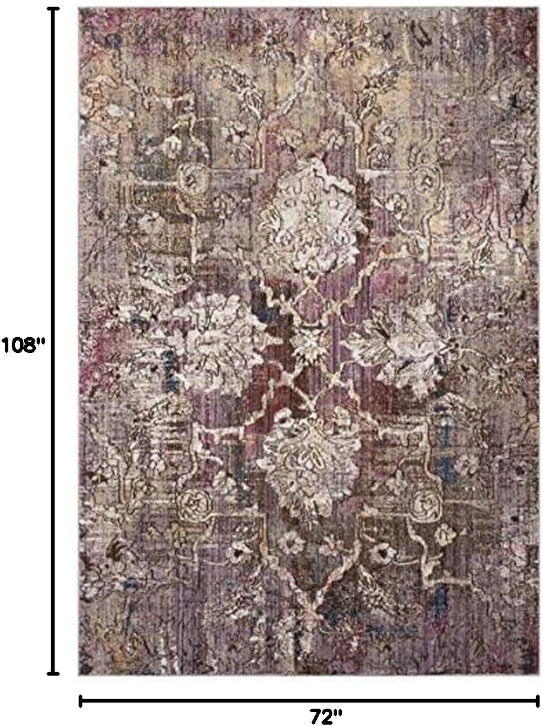 Bristol 6' x 9' Pink and Grey Synthetic Area Rug
