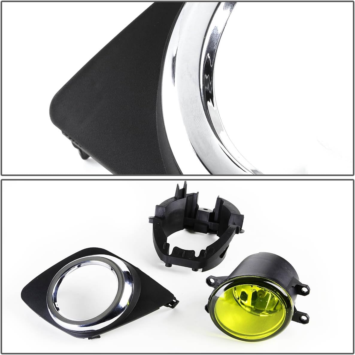 Auto Dynasty Fog Lights Assembly Compatible with 2009-2012 RAV4 Front Bumper Driving Fog Lamps w/Switch and Bezel, Driver and Passenger Side, Amber Lens