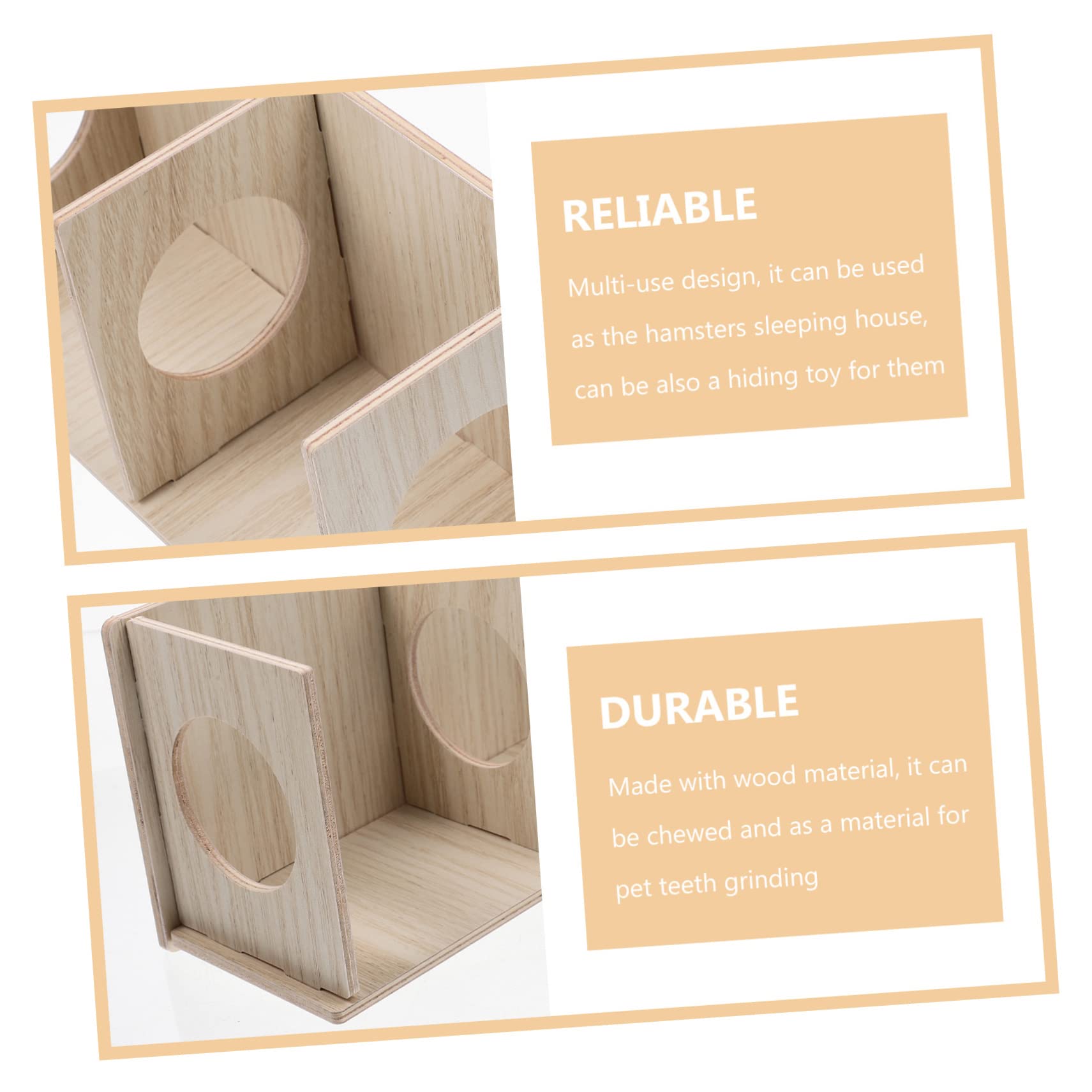 Garneck Wooden Multi Chamber Hamster Hideout with Tunnel, Cozy Hamster House and Platform for Small Animals - Image 3