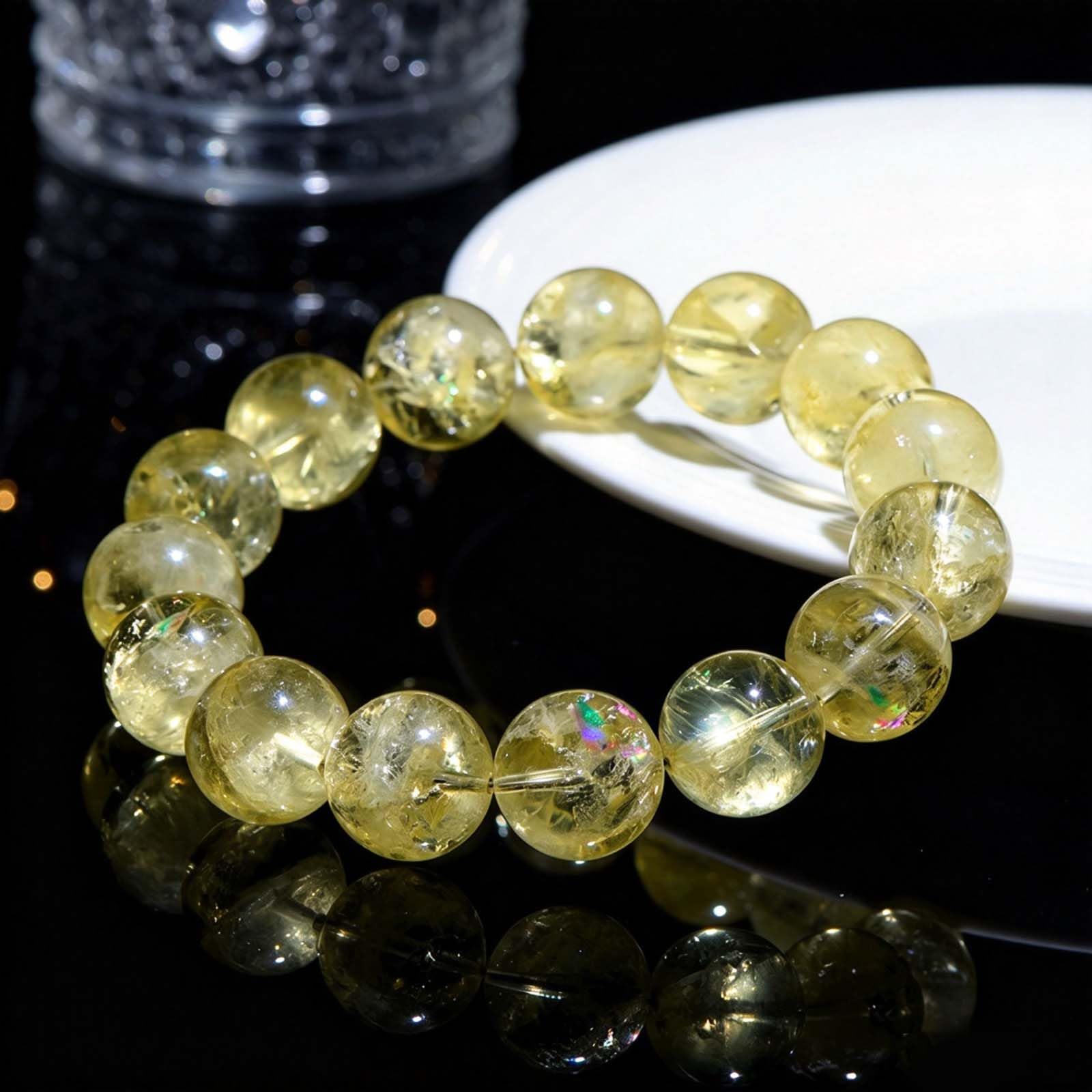 Pulsera de Cuentas Redondas de Citrino Natural de Grado 6A