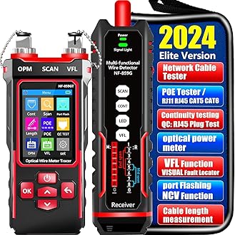 NF-859GT Network Cable Tester with Optical Power Meter10mw VFL,for RJ45 RJ11 CAT5 CAT6 POE/Phone Lines CAT3LAN Tone Probe Kit NCV&Ethernet Wire Tracer Fiber TesterNetwork Tools