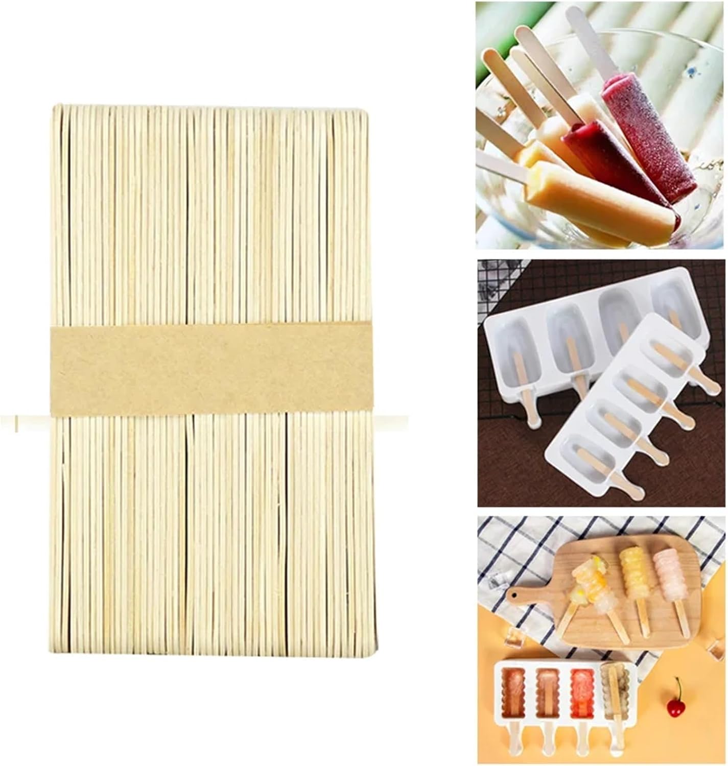 Popsicle Sticks 1000Pcs Craft Sticks Wooden Ice Cream Colorful Wood Stick for Handmade Crafts DIY Lollipop Mold Accessories Multi-Purpose Essentials for Kid,Teacher,Baker