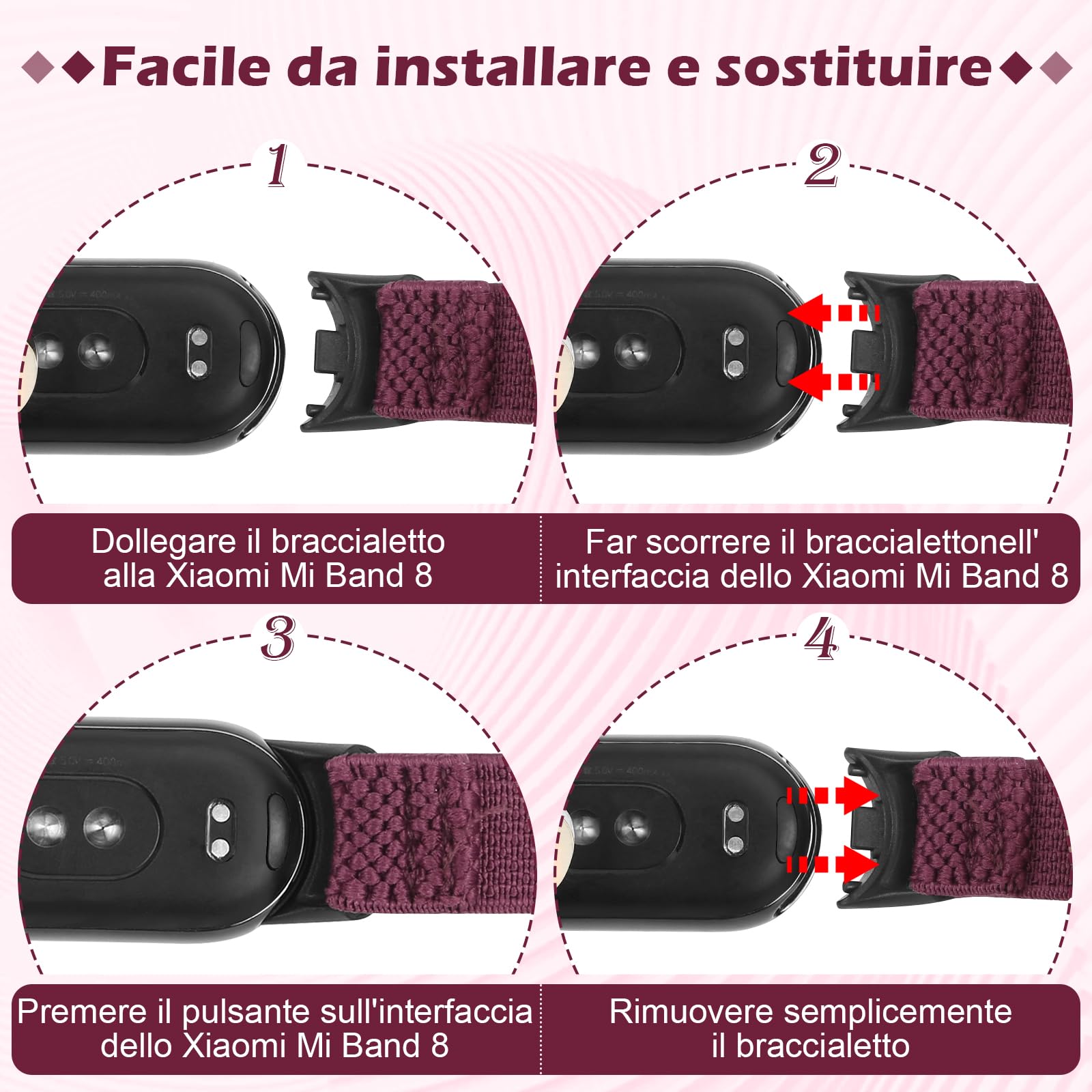 SHIJZWD 2 Pezzi Cinturino Compatibile con Xiaomi Mi Band 8 per Donna Uomo, Cinturino Sportivo Elastico Nylon Solo Loop Bracciale di Ricambio per Xiaomi Mi Smart Band 8