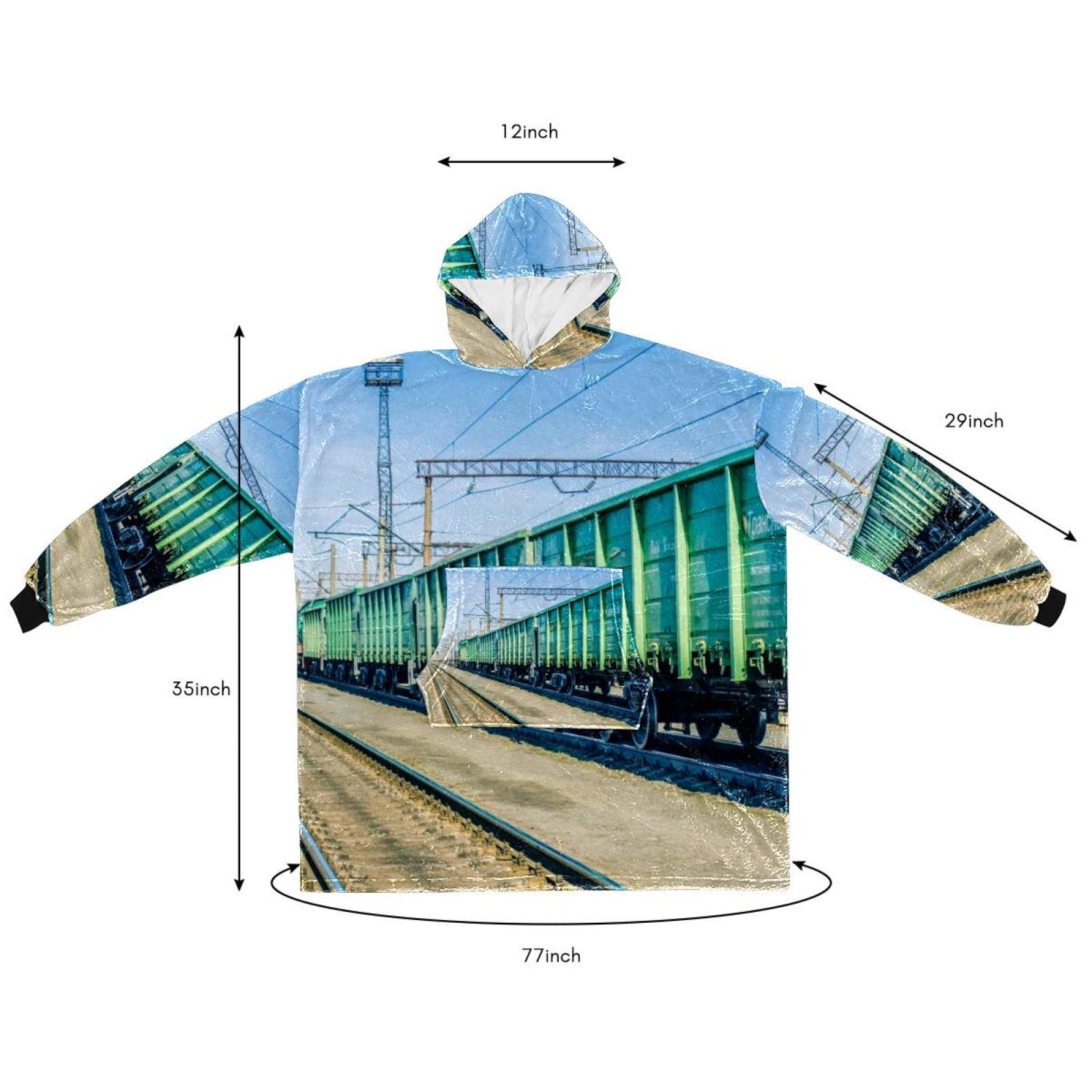 Bluza z kapturem z motywem toru pociągowego, oversize z kapturem dla kobiet, wygodna bluza, wielobarwny, rozmiar uniwersalny
