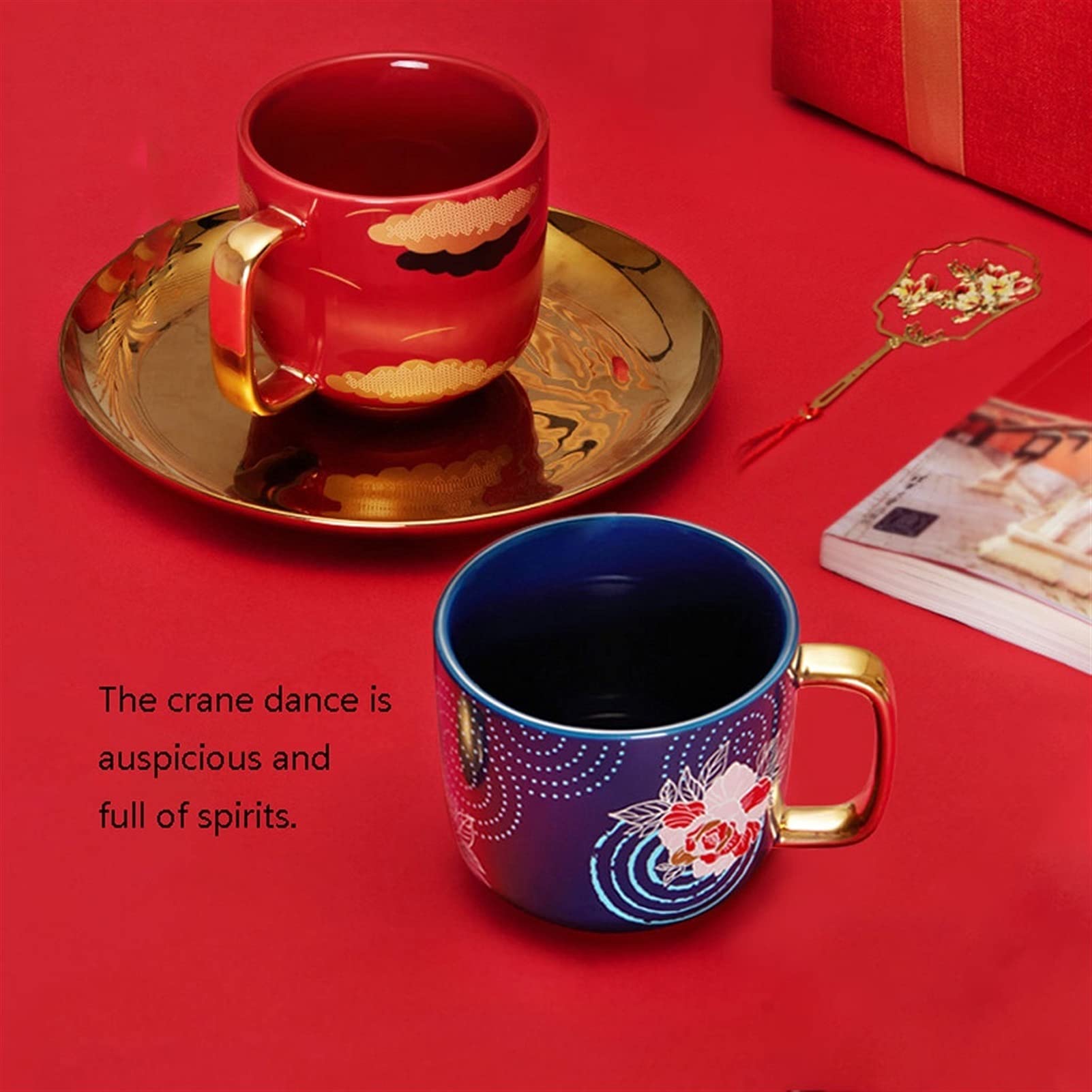 Generic Tazza Di Caffè, Tazza Di Caffè Di Stile Cinese Serie Tazza Di Caffè in Ceramica, Tazza Di Tè per L'Ufficio e la Casa Tazza Di Caffè/2 Pezzi/350Ml