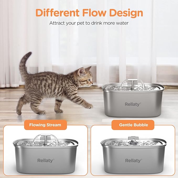 Fuente de Agua para Gatos de Acero Inoxidable 3.2L miniatura 6
