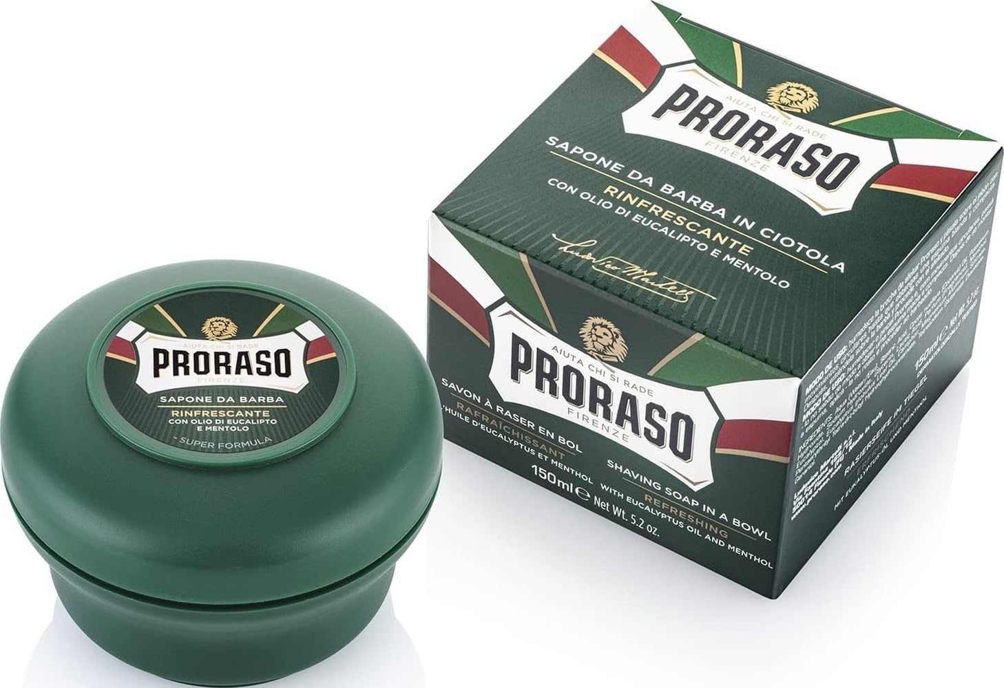 Refreshing & Toning Italian Men's Shave Soap w/ Eucalyptus Menthol 150ml Green