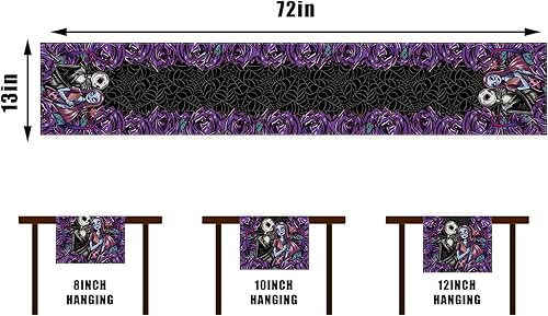 Miniatura 7 de Camino de mesa de Halloween, mantel de Halloween, decoraciones y suministros para mesa del hogar, 13 x 72 pulgadas