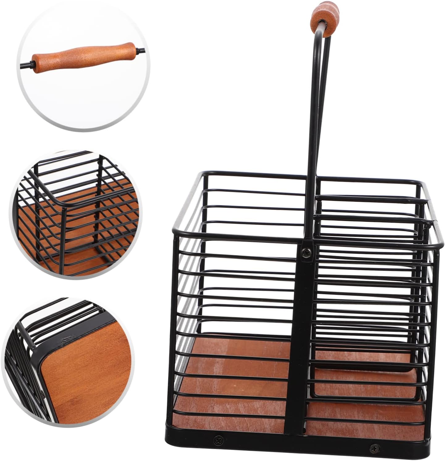 STOBAZA Nordic Iron Art Multi-Compartment Storage Basket Black Portable Organizer for Kitchen Spices Bathroom Cosmetics and Home Essentials