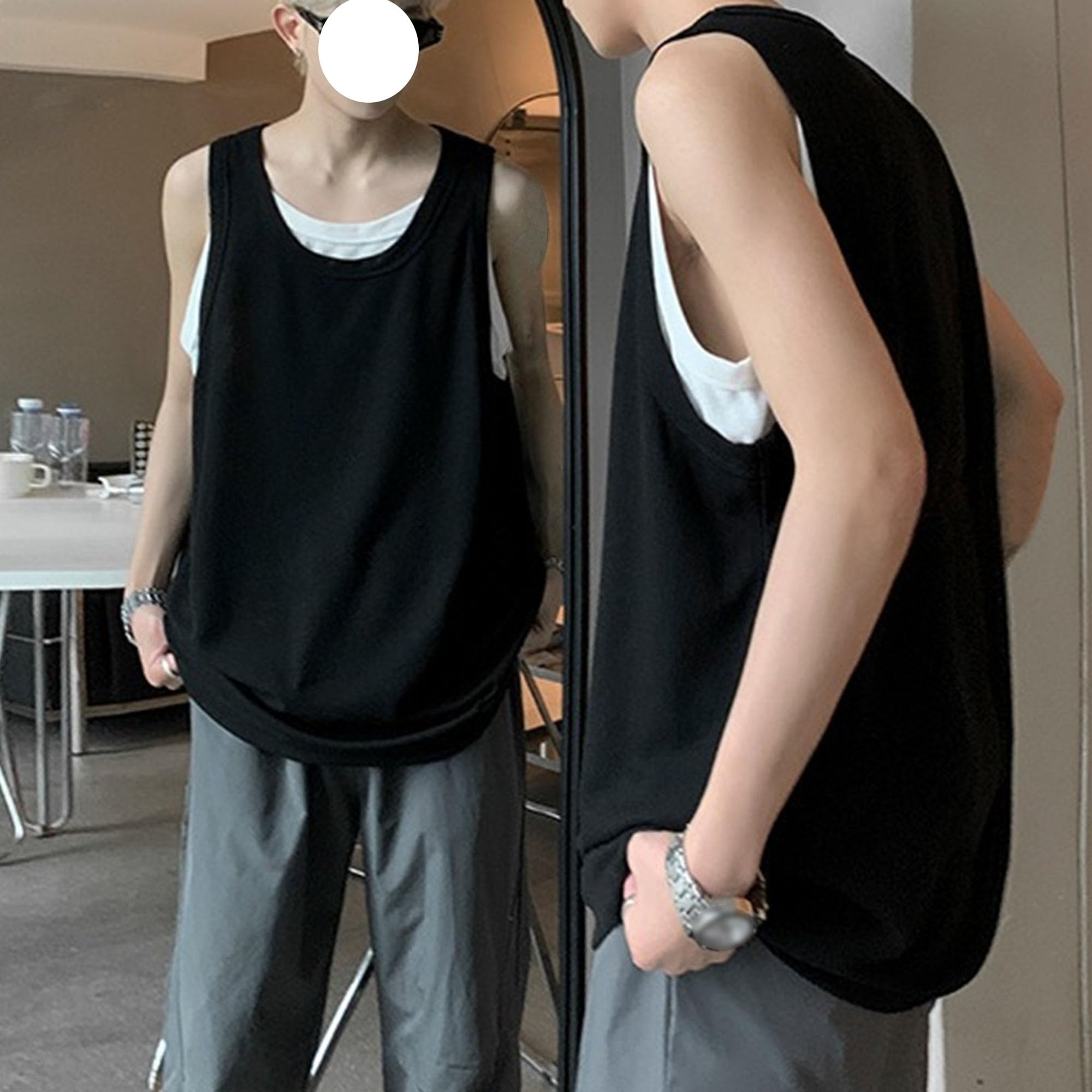 Falsches zweiteiliges Herren-Tanktop, trendig, schwer, abgeschnittene Hemden, Sommer, Streetwear, Tanktop für Herren