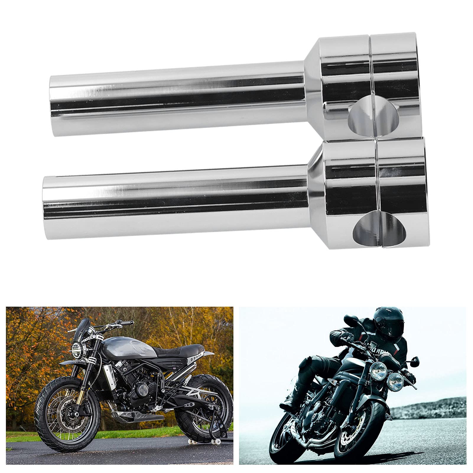 KIMISS Abrazaderas para Elevadores de Manillar de 25 Mm, Kit de Adaptador de Abrazadera de Montaje de Elevadores de Barra de Manillar de Aleación de Aluminio para Motocicleta (cromo)