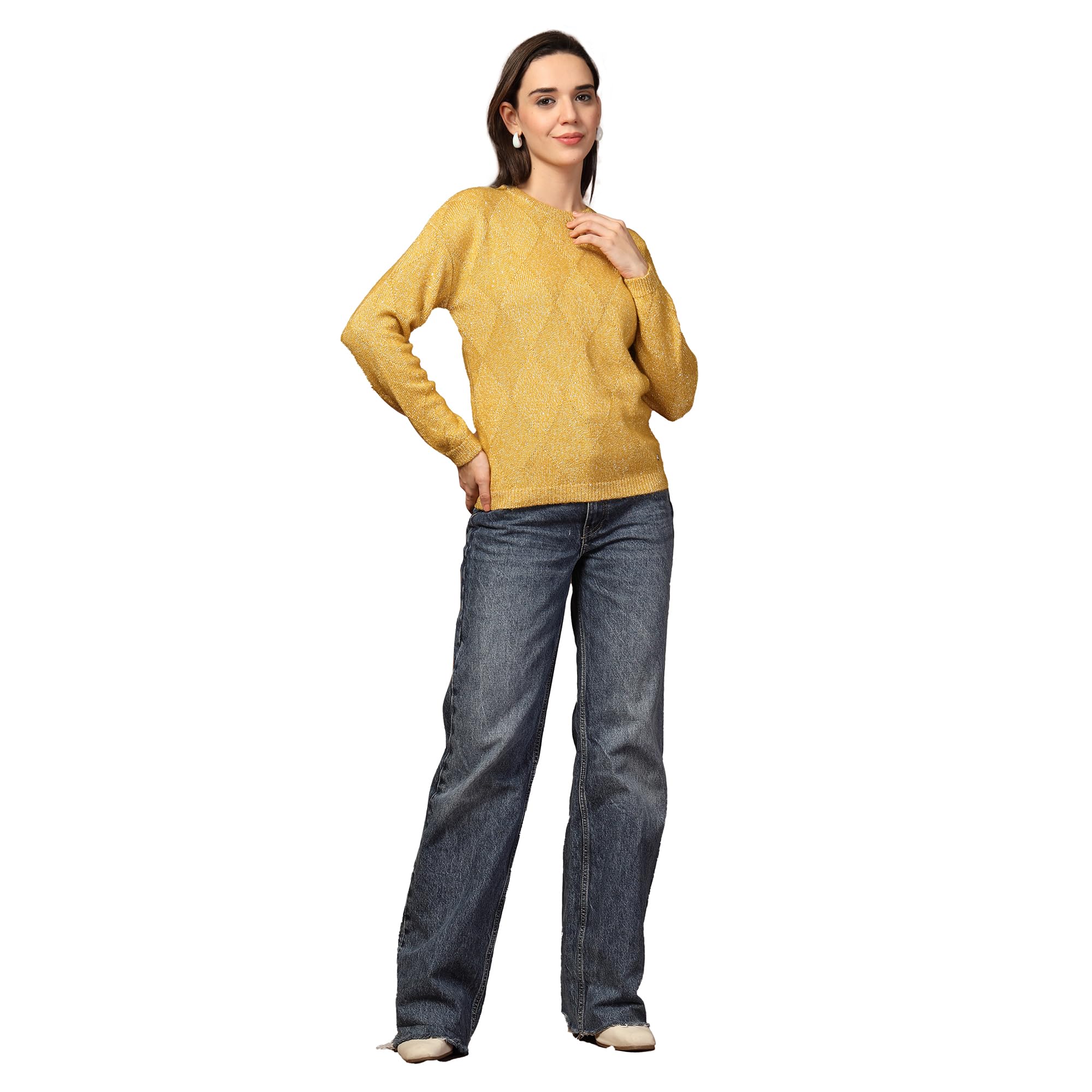 thirty threads Women Woollen Pullover Mustard_T5W 25228-picture-34