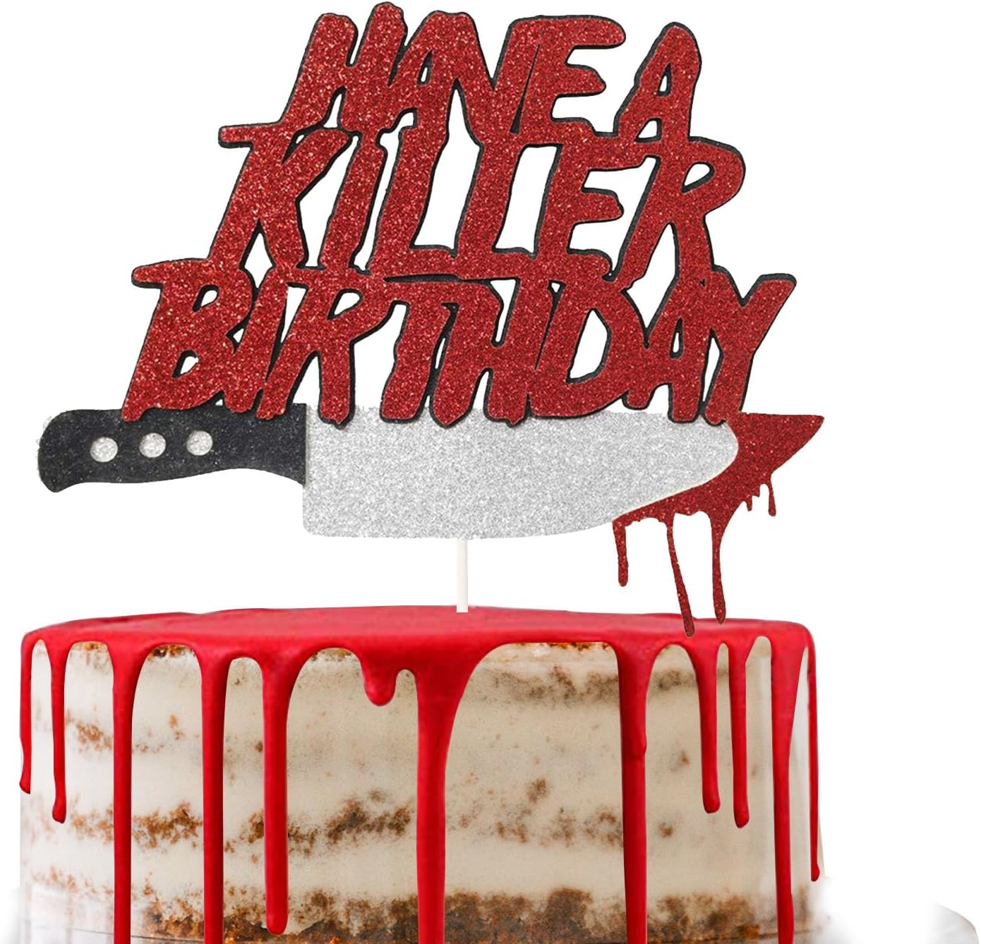 Have a Killer Birthday Cake Topper Halloween Horror Birthday Cake Picks Bloody Weapons for Horror Movie Party Halloween Zombie Vampire Party Decorations
