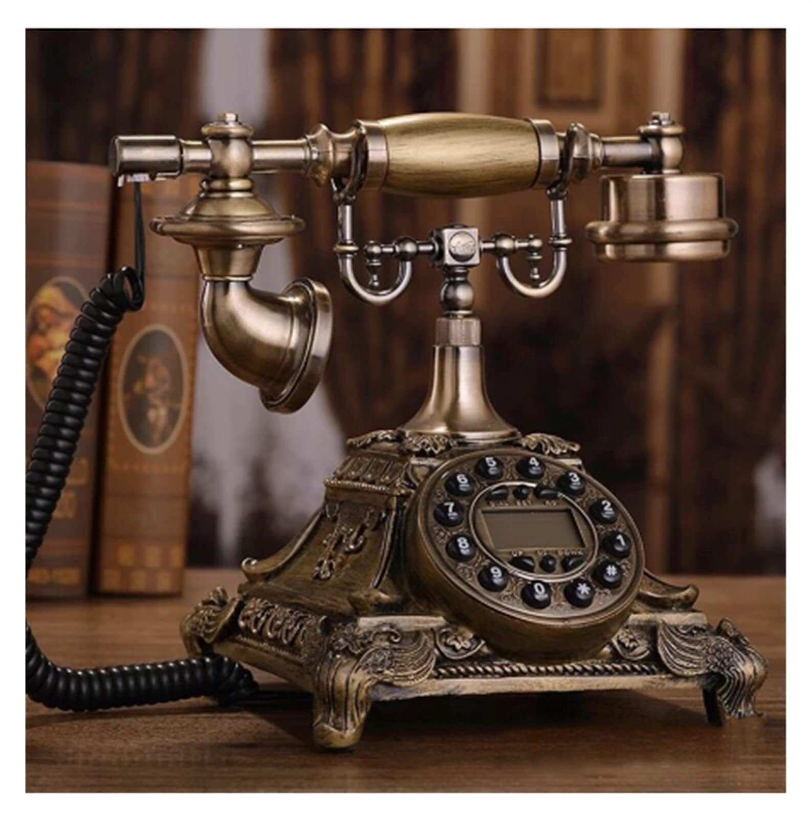 Téléphone rétro à cadran rotatif en résine pour une décoration de salon vintage