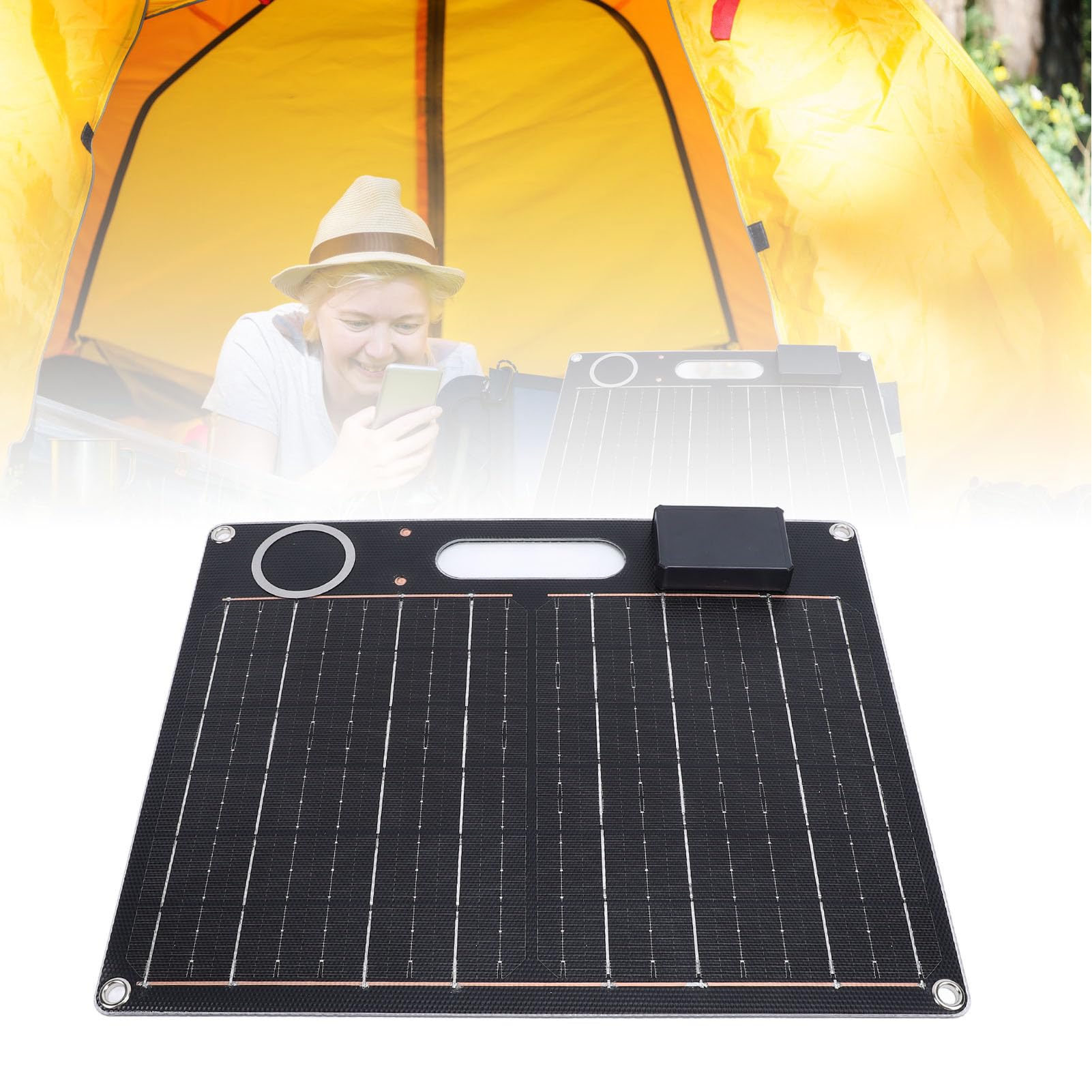 Caricatore da Pannello Solare da 30 W 5 V PD Ricarica Rapida Doppia Uscita USB Pannello Solare Monocristallino con Cerchio di Ferro Magnetico per Telefono