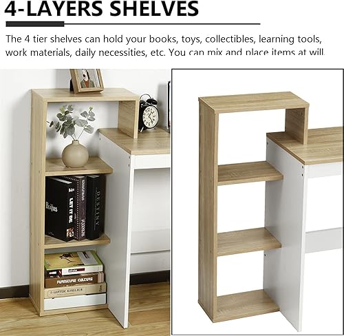 Miniatura 7 de RHSH - Escritorio de escritura de 433in para computadora portátil estación de trabajo de estudio tocador con estante de almacenamiento de 4 capas