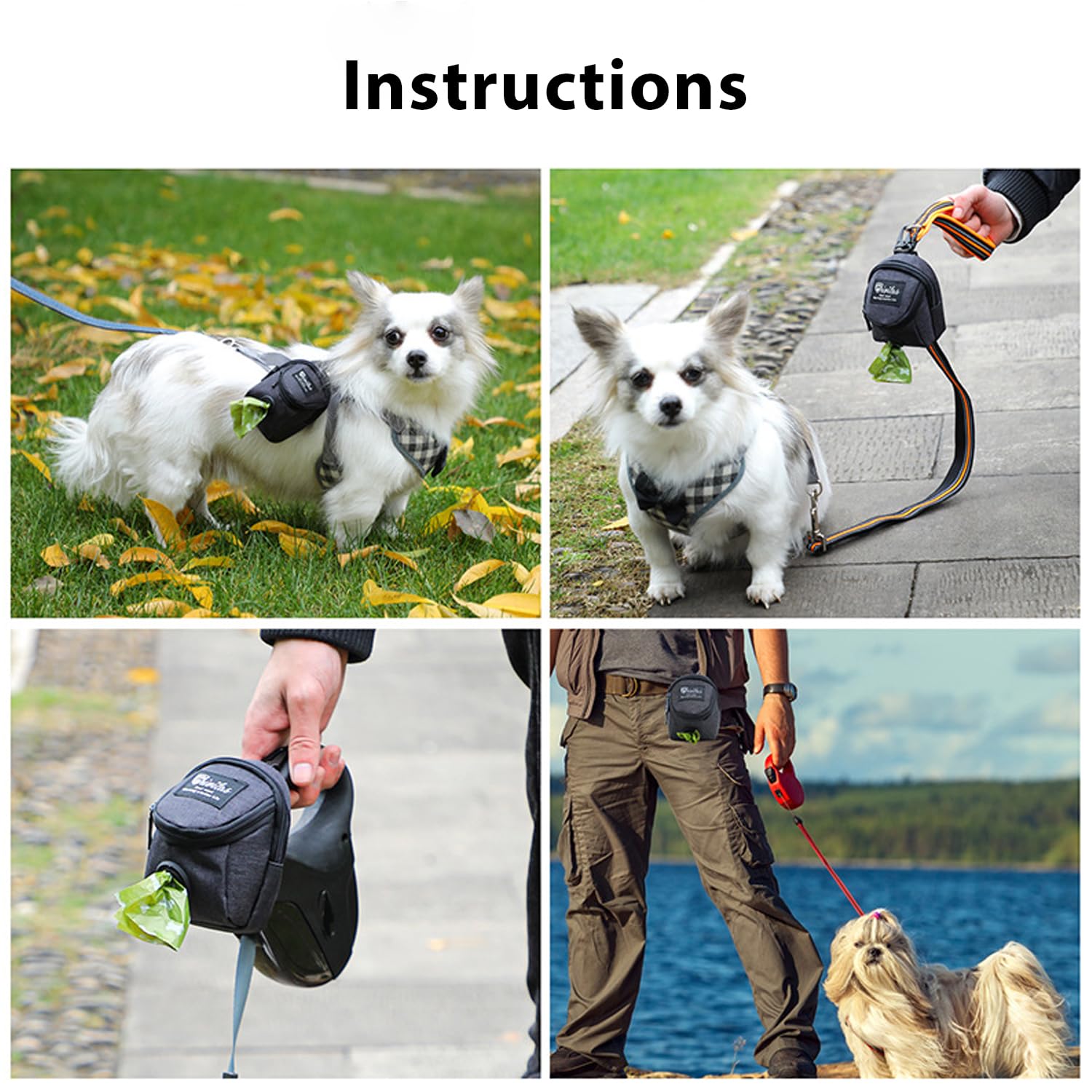 AMZNOVA Hondentraktatie trainingszakje, multifunctionele en draagbare puppytraktatietas, verstelbare tailleband en poepzakdispenser voor wandelen, wandelen, Heather Bule