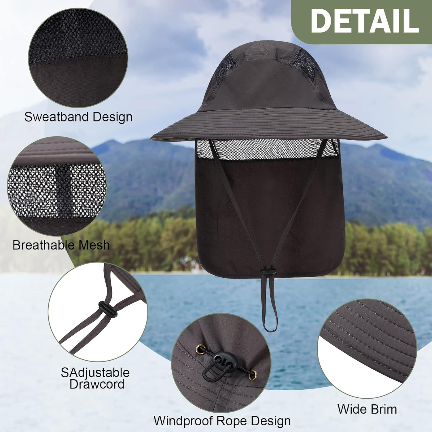 Cappello Da Sole Per Bambini UPF 50+ - Protezione UV, Asciugatura Rapida, Con Protezione Collo - Foto 4