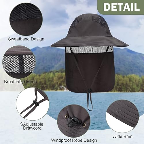 Miniatura 3 de Didaey Sombrero de sol para hombre con ala ancha y solapa para el cuello, protección solar UPF 50+, sombrero de pesca para hombres, senderismo,