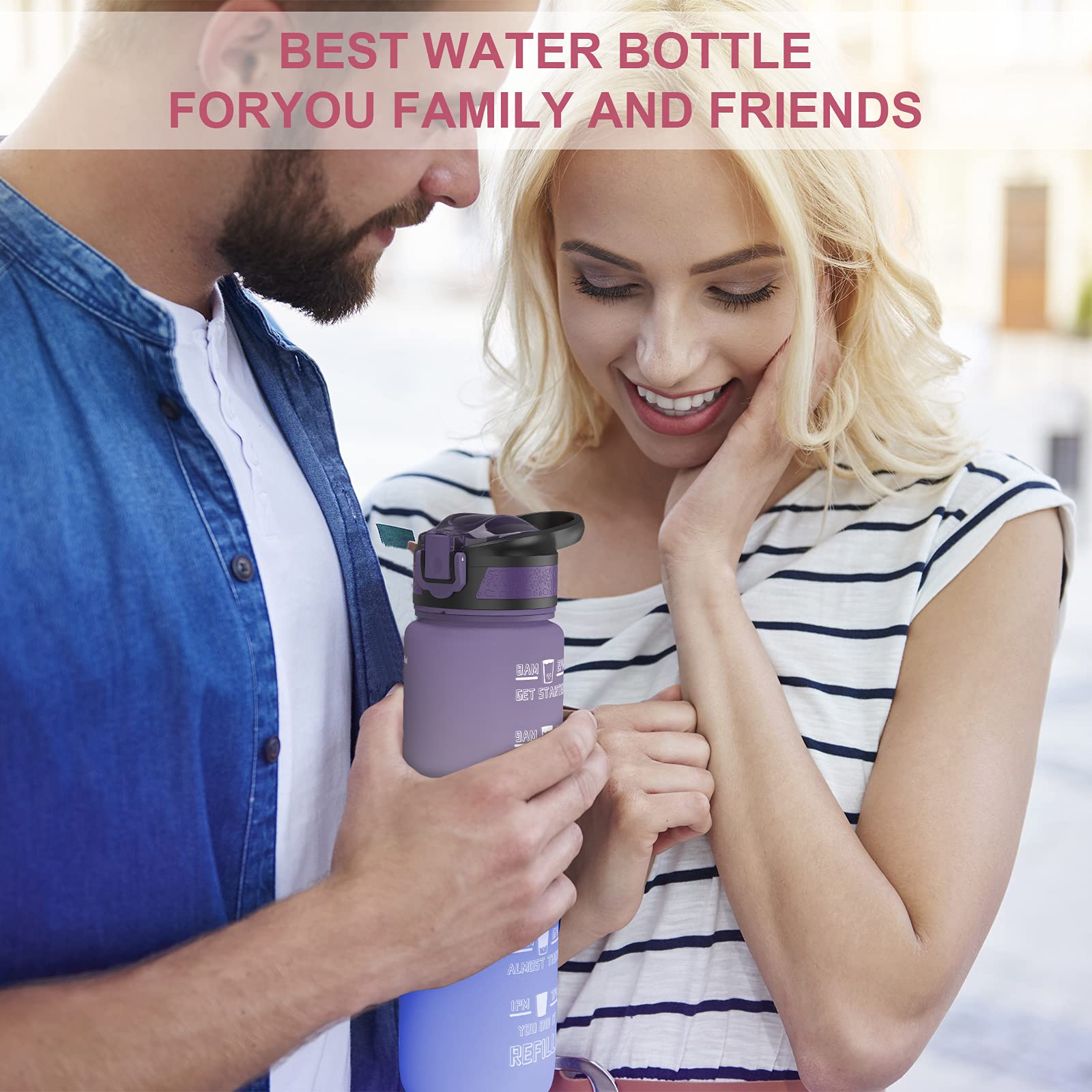 Illatary – Motavation 32 oz Motivational Water Bottle with Time Marker & Straw, 1 Liter
