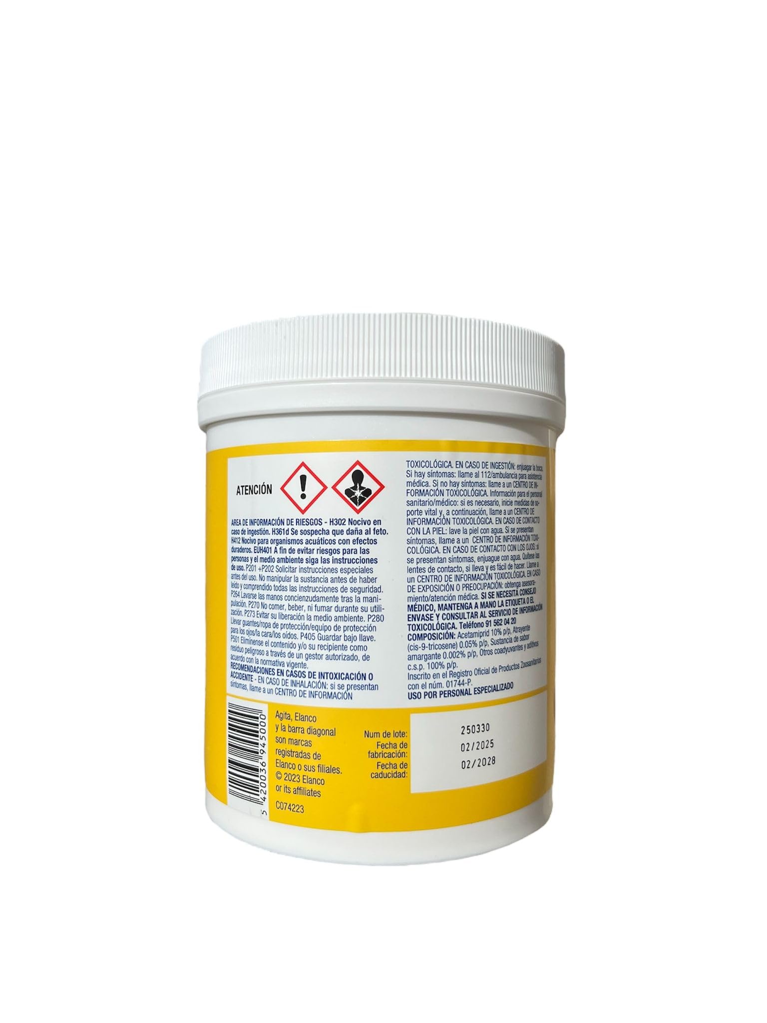 AGITA MOSCAS ACETAMIPRID 10% PARA CONTROL DE MOSCAS 500 GRS. 3 MESES DE PERSISTENCIA. A base de CON ATRAYENTE SEXUAL cis-9-trico-sene