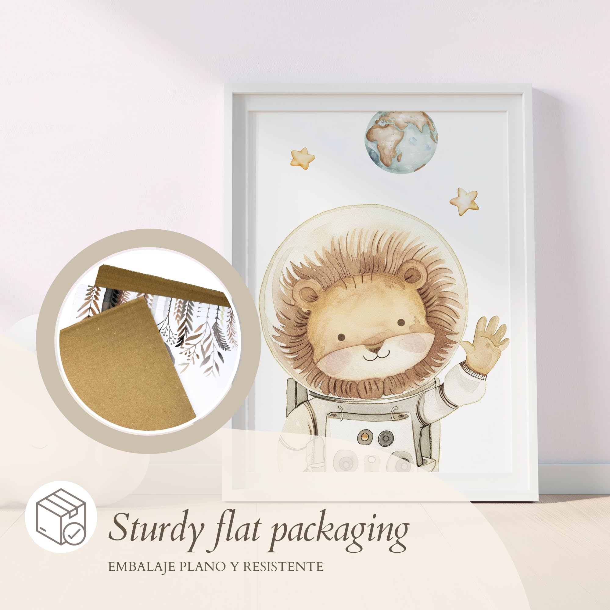 ayurvana Set 6 Stampe Spazio Cameretta Bambini – Poster Senza Cornice con Animali Astronauti, Razzo e Pianeti – Quadri Decorativi per Bambini e Neonati – Arredo Parete Cameretta Originale