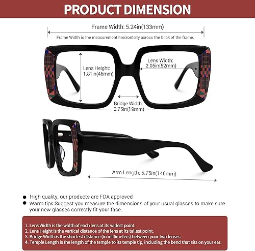 Miniatura 6 de VOOGLAM Gafas cuadradas de gran tamaño con bloqueo de luz azul para mujeres y hombres, anti fatiga ocular UV Dempsey