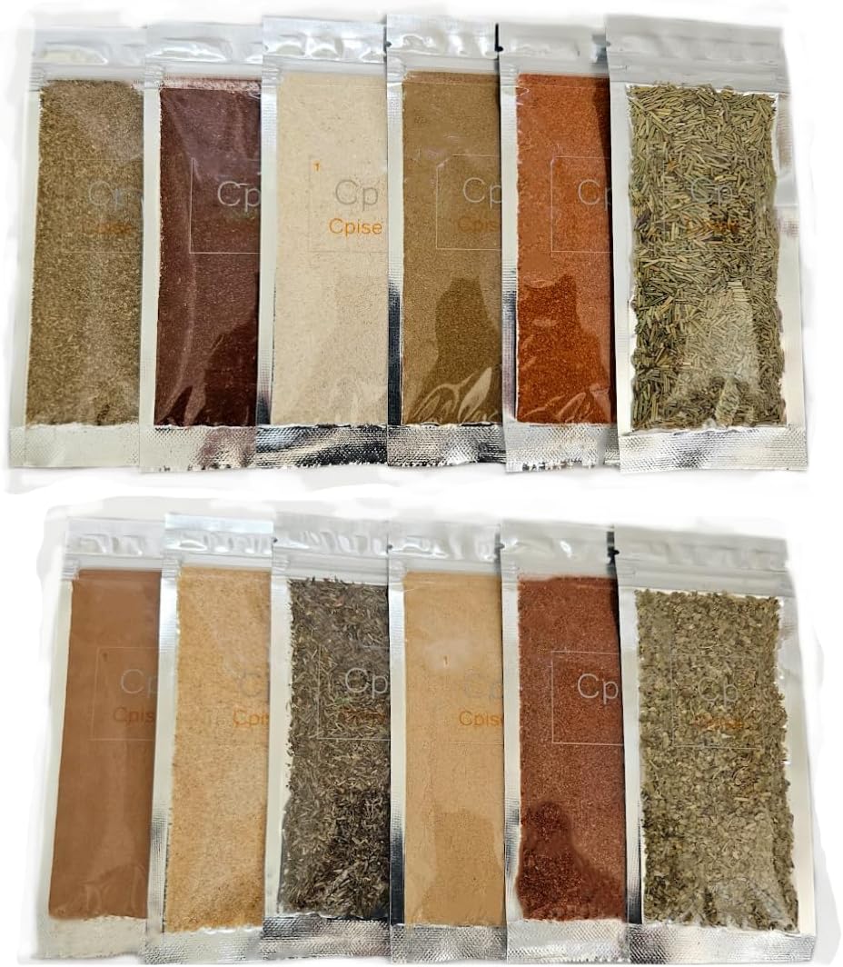 Organic Spice and Seasoning Basic Starter Set includes 12 Organic Spices: Cayenne | Cinnamon | Cumin | Garlic | Ginger | Italian Seasoning | Onion | Oregano | Paprika | Rosemary | Taco Blend | Thyme (12, Basic)