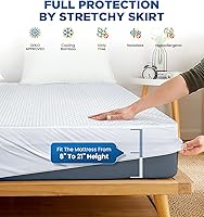 Vista 6 de Protector de colchón King 100% impermeable de alta calidad, transpirable, refrescante, funda de tela de aire 3D, suave, hipoalergénica, sin ruido