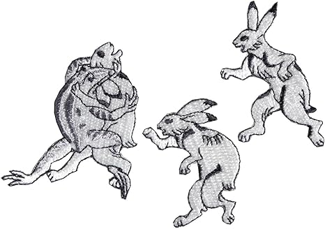 Amazon 京東都 和片 鳥獣絵巻 ワッペン 鳥獣戯画 耳をかじられる兎 ワッペン アップリケ 通販